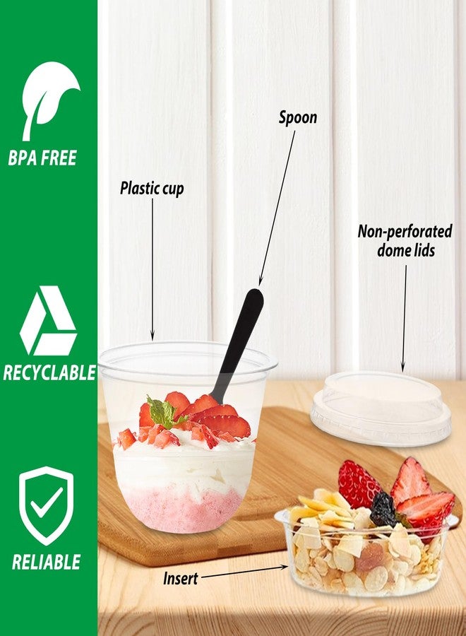 LOPYXBR 100 PCS 9 Oz Plastic Parfait Cups with Lids & Inserts Disposable Parfait Cups with Lids 9 Oz Plastic Dessert Cup with Spoons for Yogurt Cereal Fruit Ice Cream, No Leaking - Image 5
